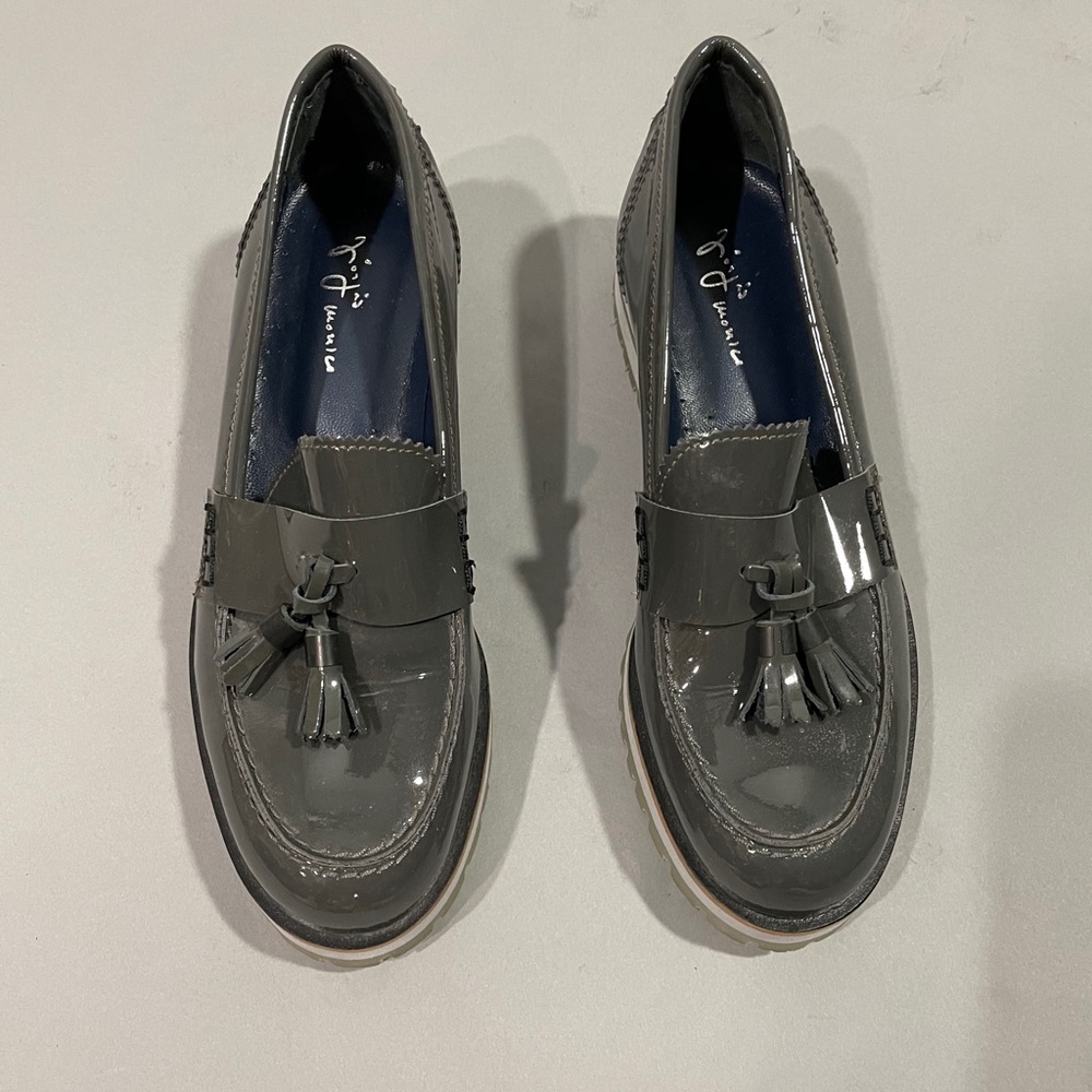 Patent Leather Grey Loafers